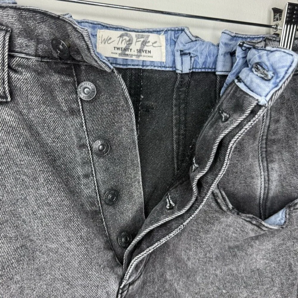 We The Free Black Denim Mini Skirt Jean Short Fringe Punk Sz 27